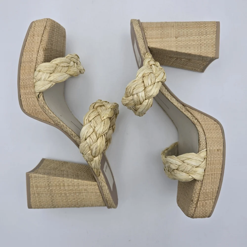 Dolce Vita Braided Natural Raffia Platform Sandal - Picture 13 of 14
